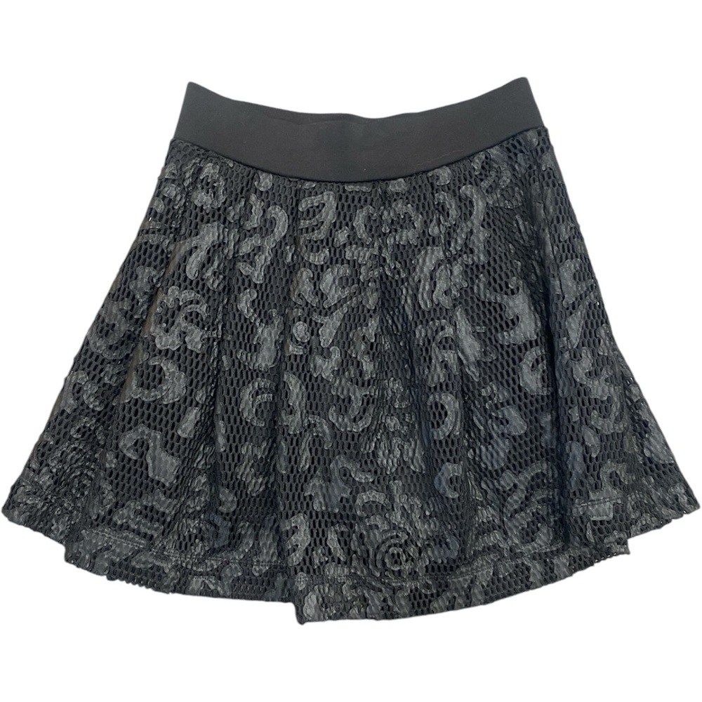 Express Fishnet Faux Leather Mini Skirt Womens Small Fully Lined Elastic Waist